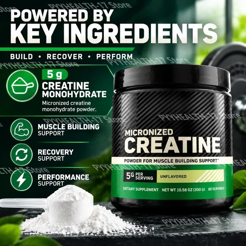 Micronized Creatine Monohydrate Powder for Muscle Building Support, Recovery and Performance Support, Unflavored, 60 Servings