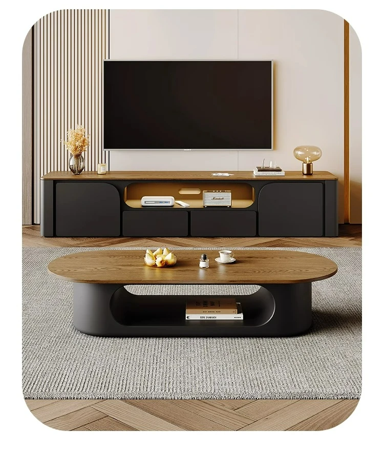 LTT solid wood TV cabinet living room household small apartment modern simple TV cabinet coffee table combination