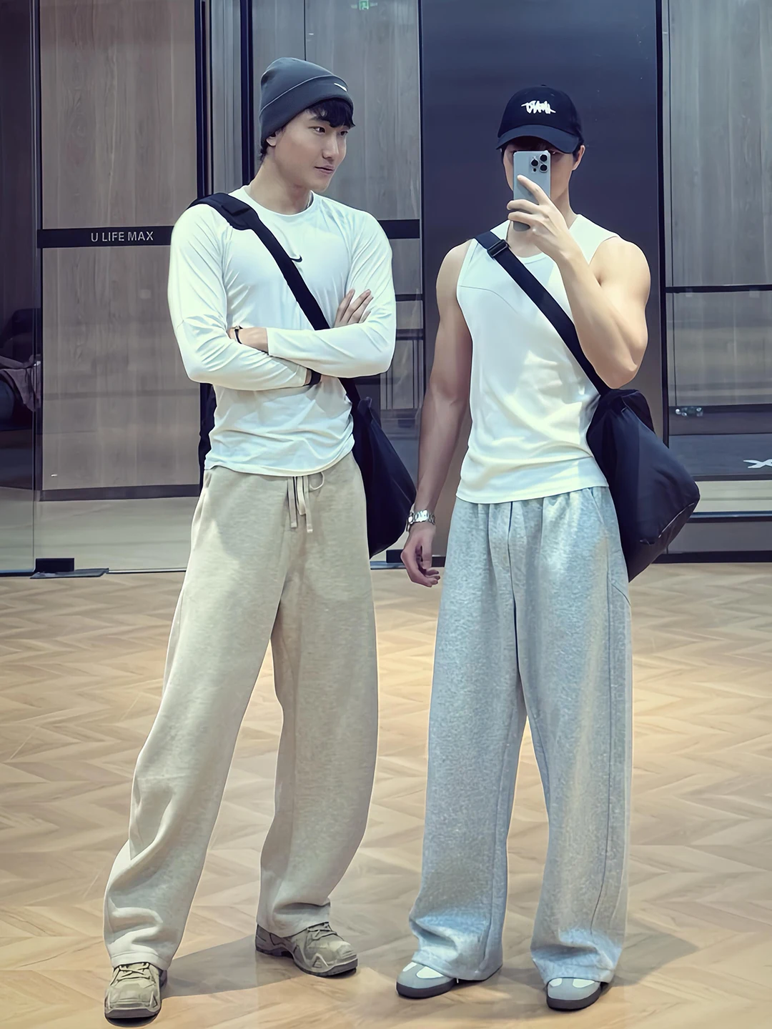 

Светло-серые спортивные брюки на флисовой подкладке для мужчин, американские прямые брюки в стиле High Street, повседневные брюки Cleanfit