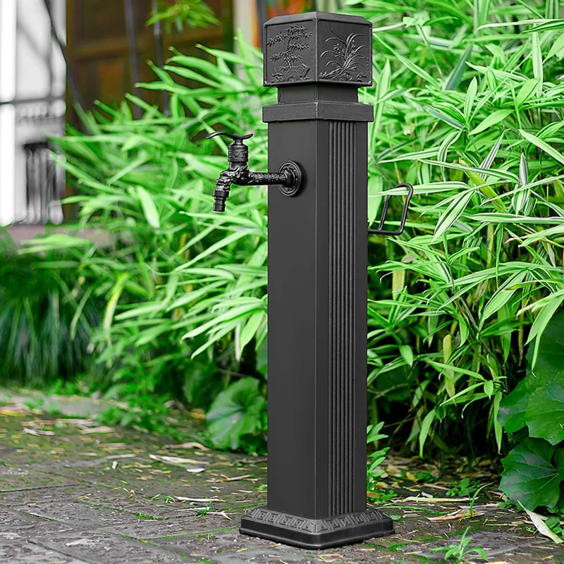 

Black Outdoor Faucet Antifreeze Garden Courtyard Faucet Multifunction Floor Standing Tap Vertical Water Hydrant Villa Vertical