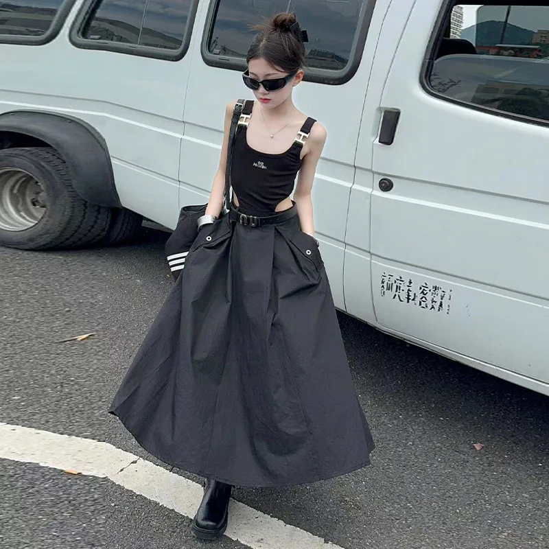 Baby Girl Dress Girls Summer Dress 2024 Cool Spicy Fake Two Slip Dress Hepburn Style Temperament Long Skirt Thin Skirt image 5