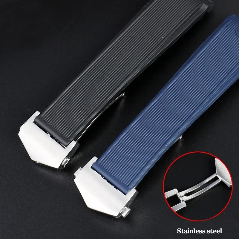 Novo estilo de borracha pulseira de relógio de silicone para tag heuer carrera aquaracer série relógio preto azul pulseira adequada 22mm