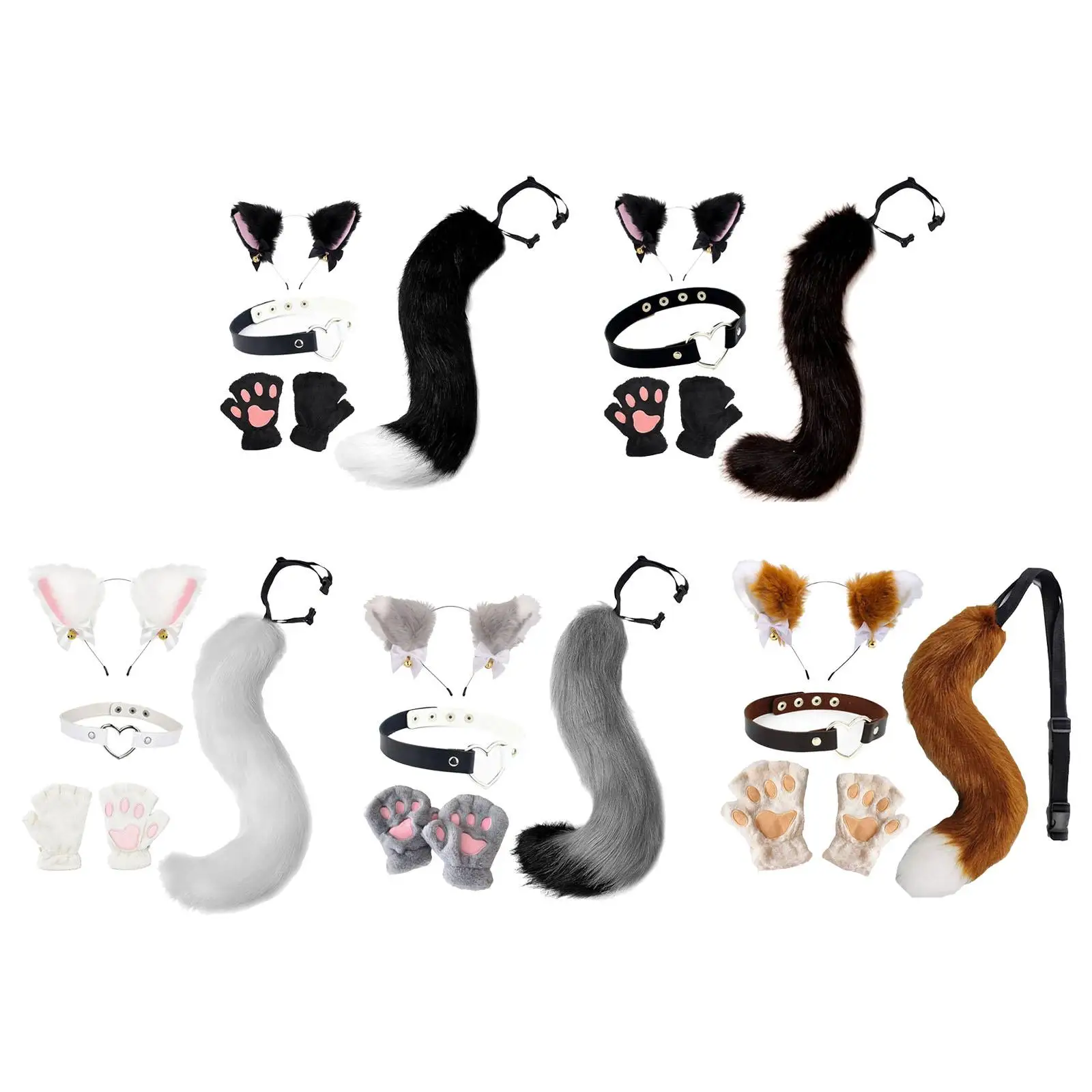 Costume Cosplay Lolita Fancy Dress Faux Ears and Tail Set for Night Club Stage Shows Role Play Housewarming Graduation Ceremony