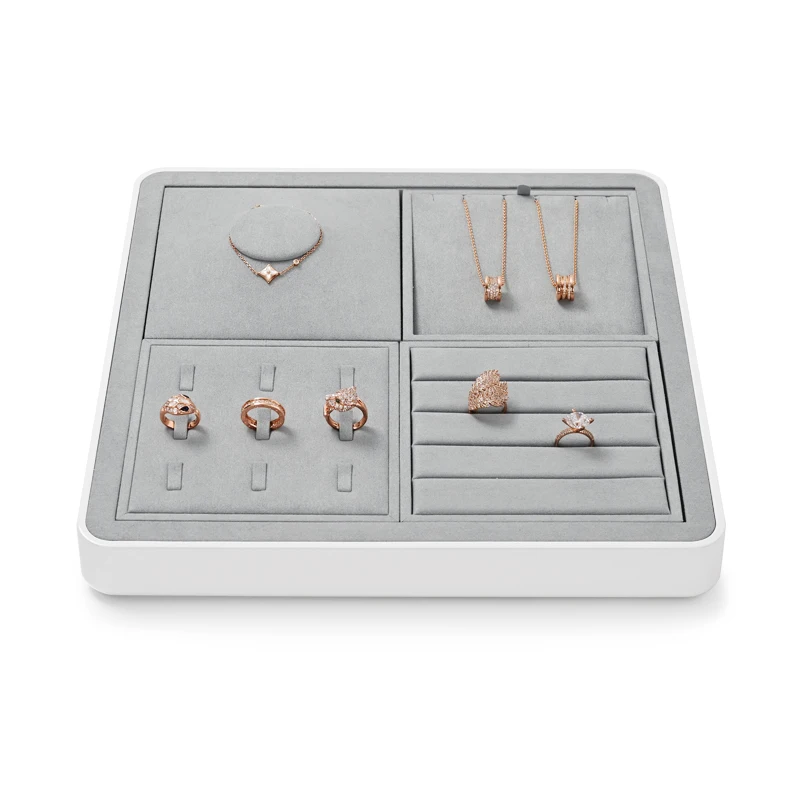 Oirlv grau Schmuck Display Set Shop Schrank Display Requisiten Halskette Display Büste Juwelier geschäft Ring Ohrringe Armreif Tablett