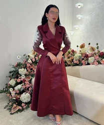 Customizeds Beading Draped Birthday A-line V-Neck Bespoke Occasion Dresses Ankle-Length
