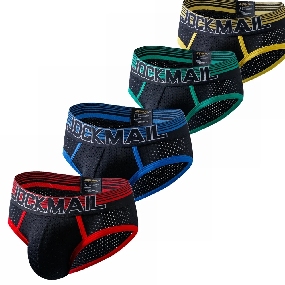 

4pcs/lot Hollow Breathable Mens Slip Bikini Jockstrap Briefs Mens Panties Sexy Gay Men Underwear Sissy Sexy Men Brief Underpants