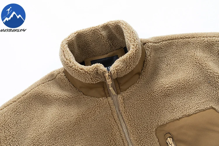 Maxbarley Winter Lambswool Jacket Men Casual Retro Cold Polar Fleece Parka Coat Fashion Outdoor Ski Thick Cold-proof Plush Coat - Image 4