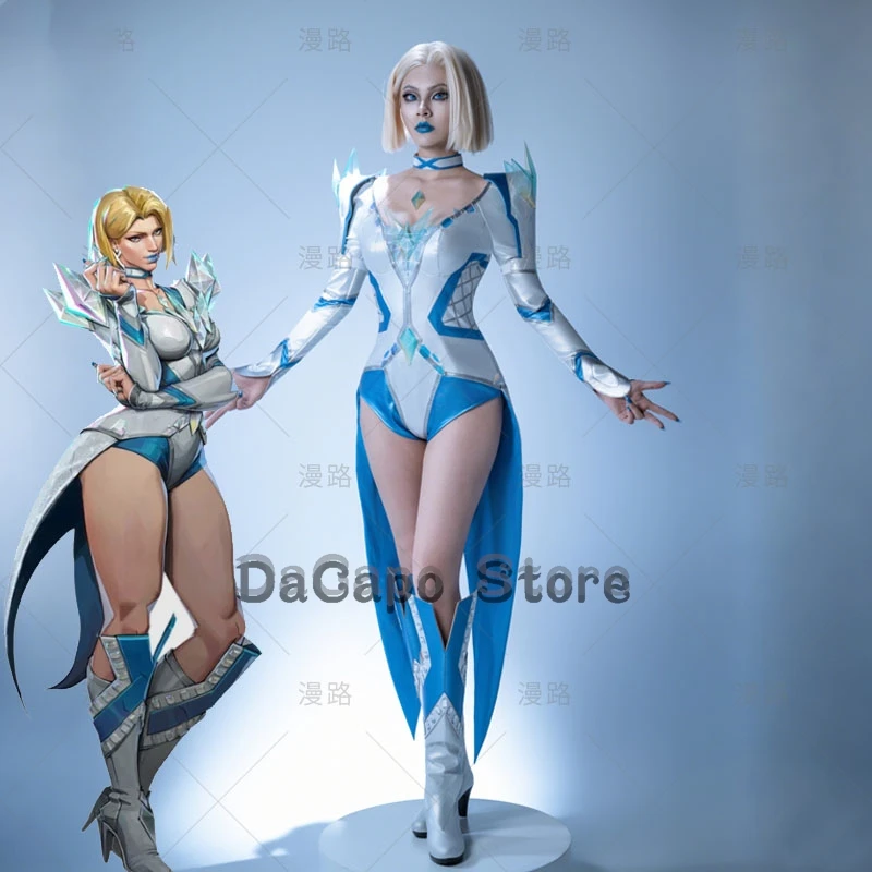 

Halloween Costume Marv Rivals White Cosplay Queen Emma Grace Frost Hero Bodysuit Women Fancy HQ Adults