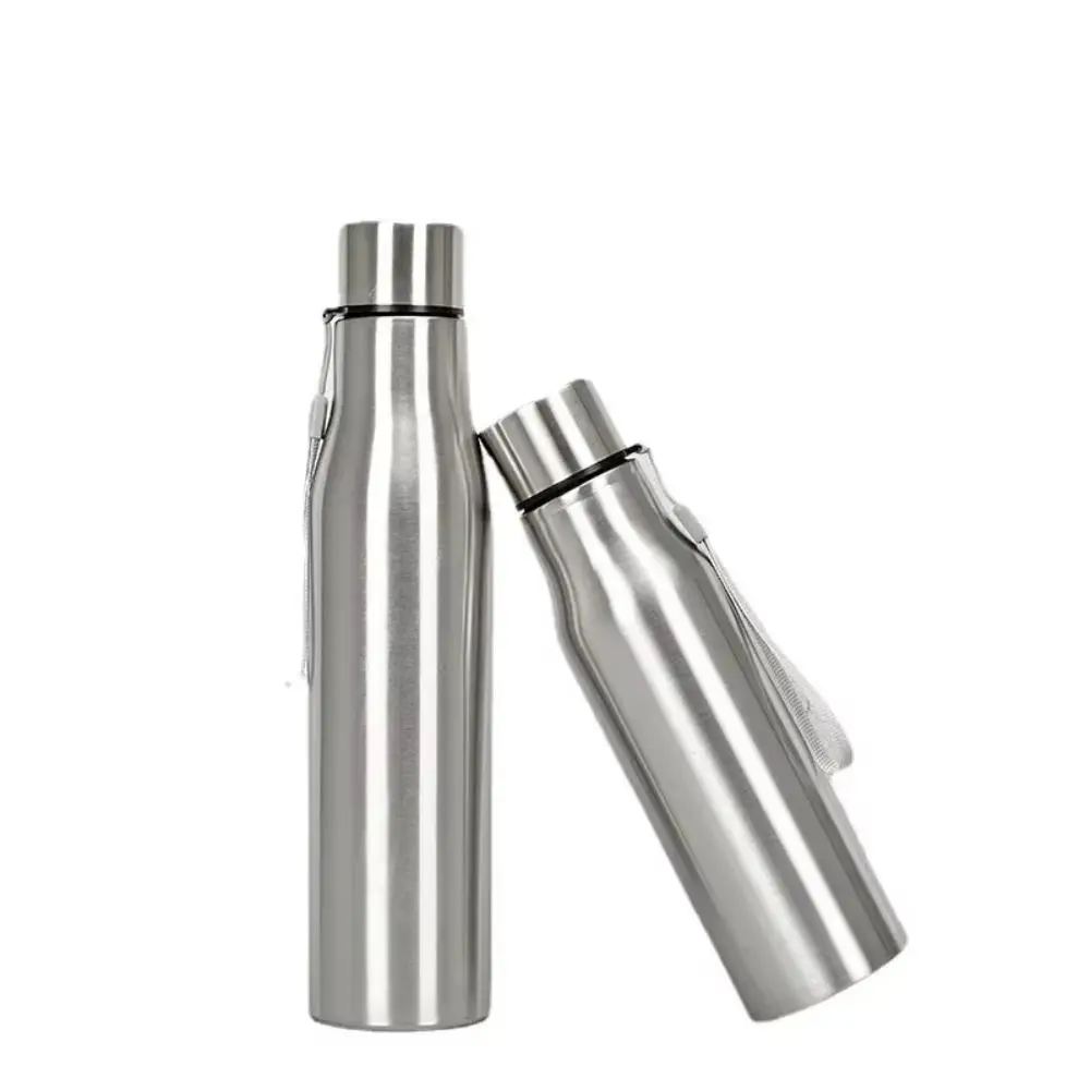 750ml/1000ml Sports Water Bottles Stainless Steel Single-layer Outdoor Drink Bottles with Lift Rope Large Capacity