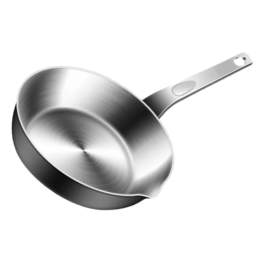 Stainless Steel Mini Frying Pan Flat Bottom Design Egg Pan with Spout Ideal for Eggs Sauces Pancakes Single Serving Portable