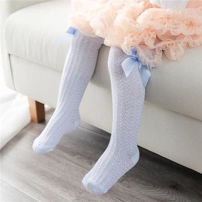 Girl Long Tube Socks Princess Children's Knee High-quality Warm Dance Cute New Bow Long Socks High Quality Kids Socks 0-4 Year