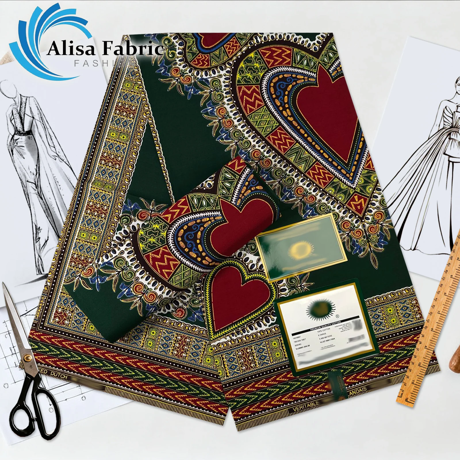 

Новое поступление 2024 года, африканская восковая ткань, 6 ярдов, 100% хлопок, ткань Анкара, настоящий воск для нарядов на заказ