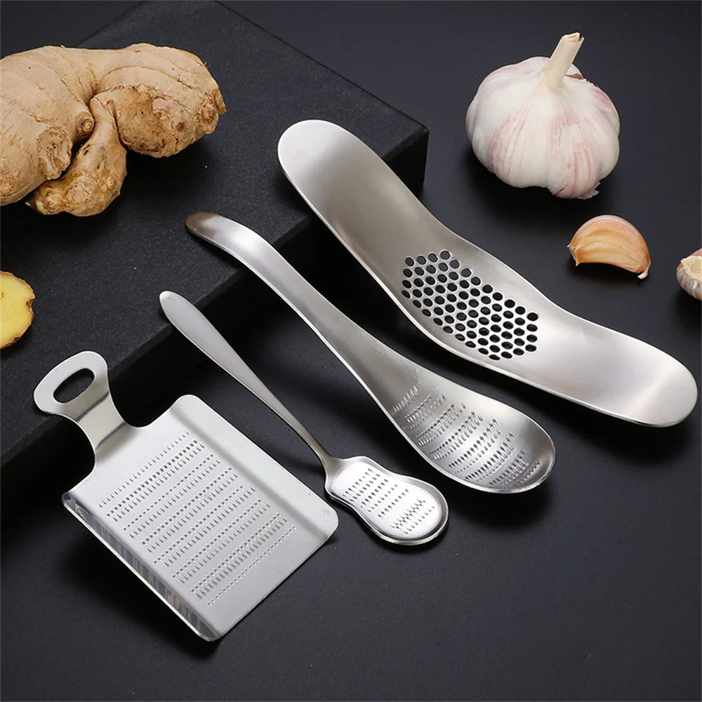 Ginger Grinder 304 Stainless Steel Arc 18.5cm Multifunction Manual Garlic Press Durable Press Garlic & Uncork 2 In 1 Uniform