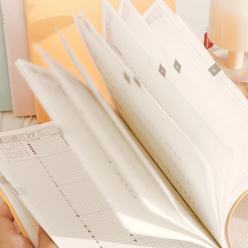 Kinbor 2026 24H Timeline Notebook A5 portátil mensual organizador diario niñas mujeres elegante diario estudiante hábitat rastreador papelería