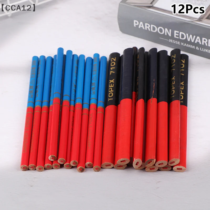 12 Stück doppelseitige farbige Holzstifte, vorgespitzte rote und blaue Bleistifte, Kontrollstifte zum Überprüfen von Kartenfarben