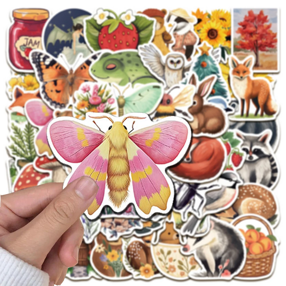 10/30/50pcs Retro Forest Animal Plant Cartoon Stickers Cute Waterproof Decals DIY Helmet Skateboard Luggage Sticker Fun for Gift