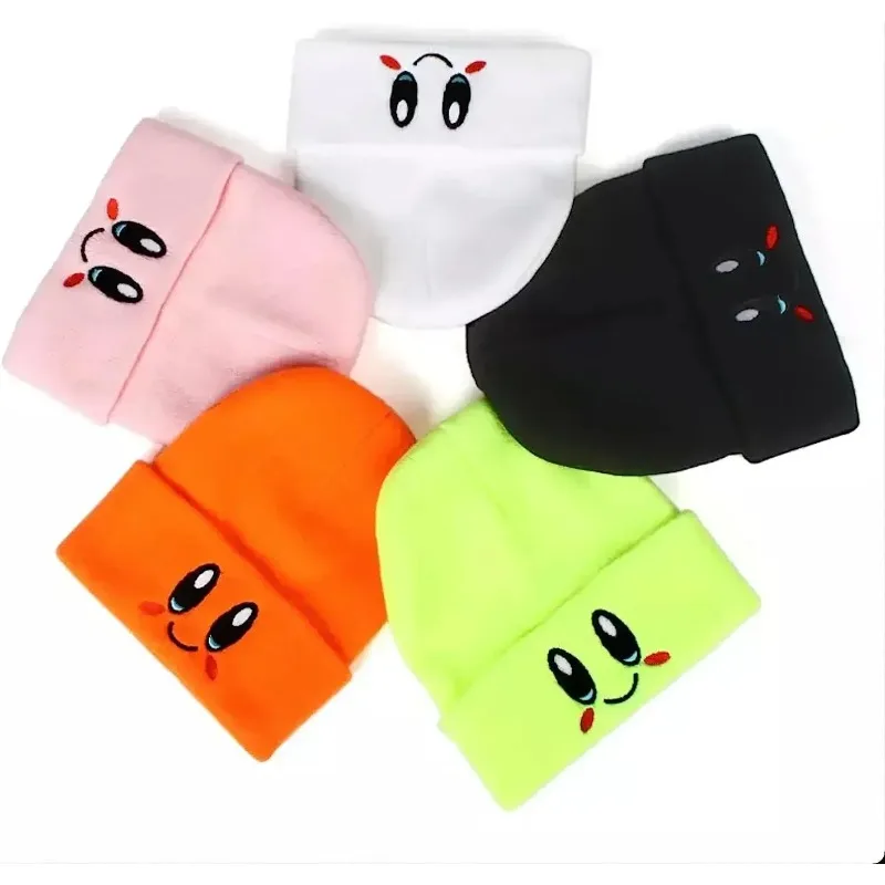 

Kirby Cute Beanie Adult Size Anime Hat Accessory Kawaii Medium-Large Lovely Face Embroidery Knitted Hat Bonnet Cap Girls Boys