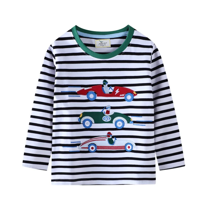 

Jumping Meters 2-7T New Arrival Long Sleeve Boys T shirts Cars Embroidery Hot Selling Children's Clothing Autumn Spring Blouses