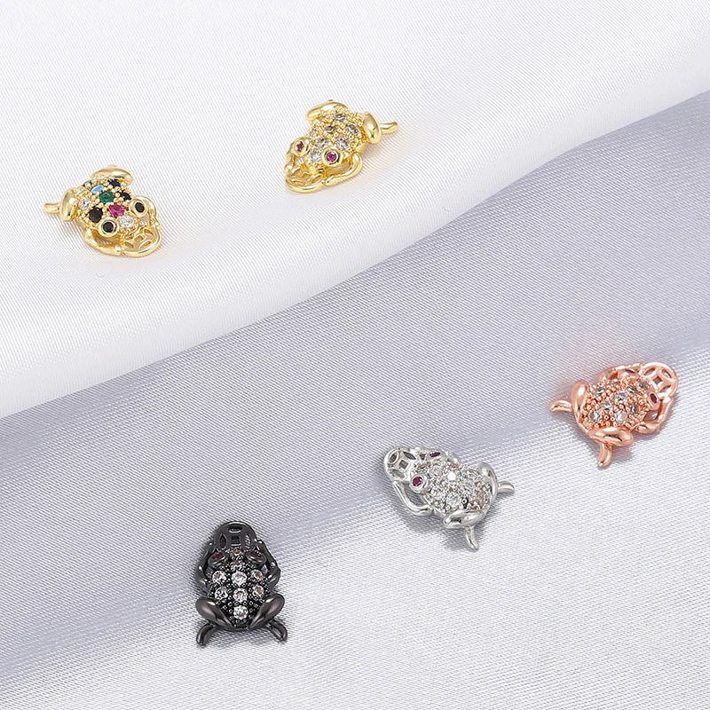 2pcs/8.5*12mm High Quality Handmade Inlaid Zirconia gold color Cicada Charms Pendant for DIY Jewelry Making, Model: VD10