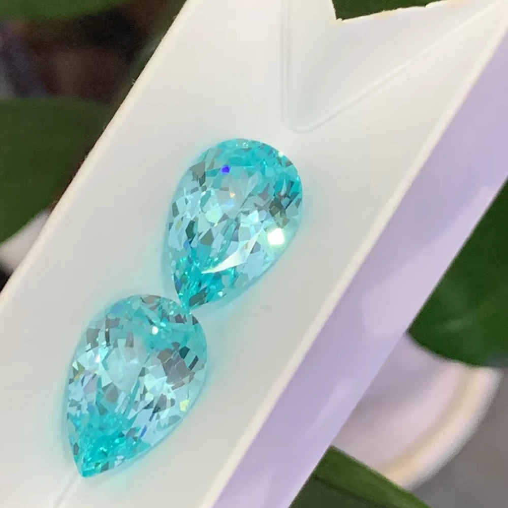 

Lab Grown Imitation 6*8-8*10mm Pear Cut Paraiba Stone