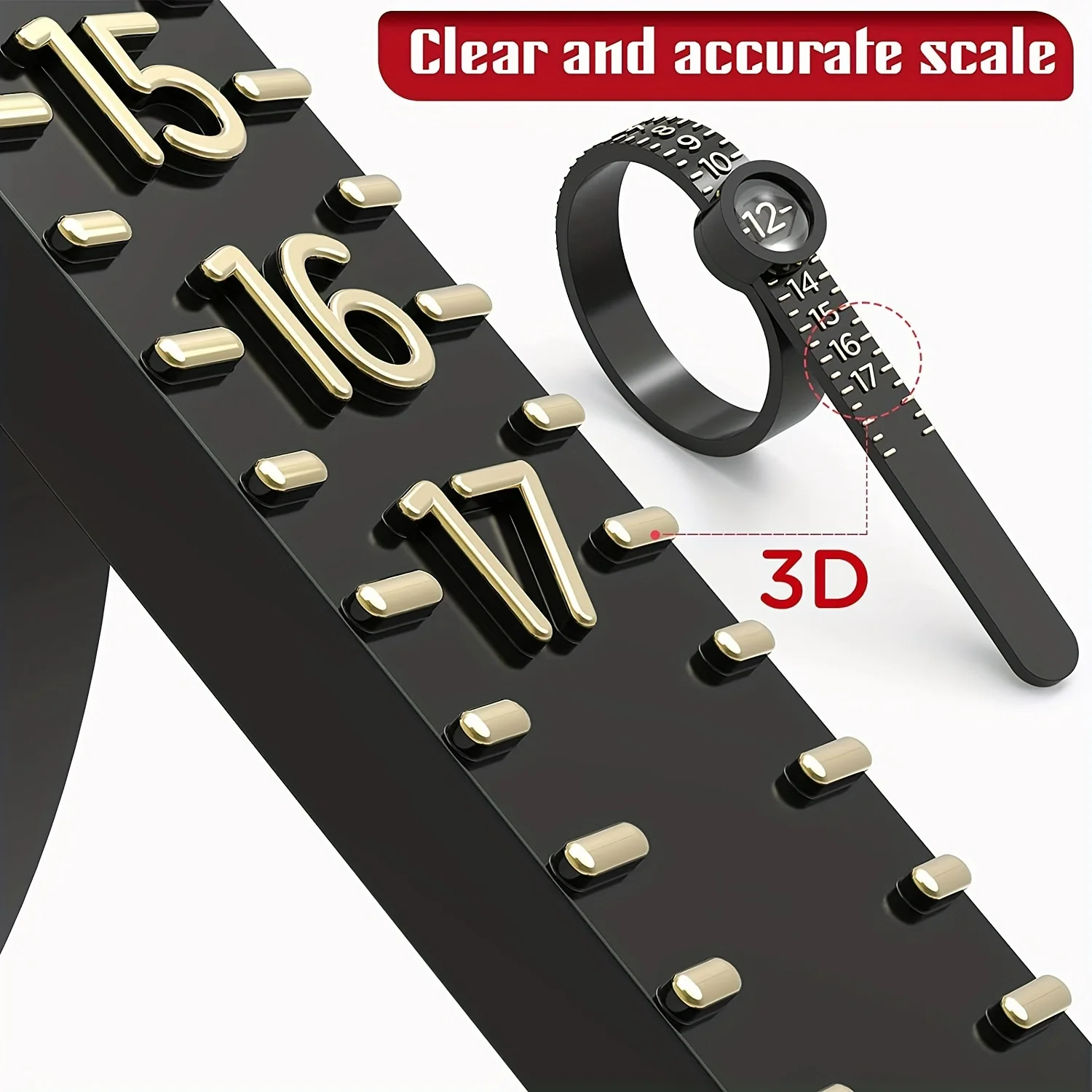 Ring Sizer with Magnifier - US/UK/EU/HK Jewelry Measuring Ruler for Finger Size Ring Size Measuring Tool view 6