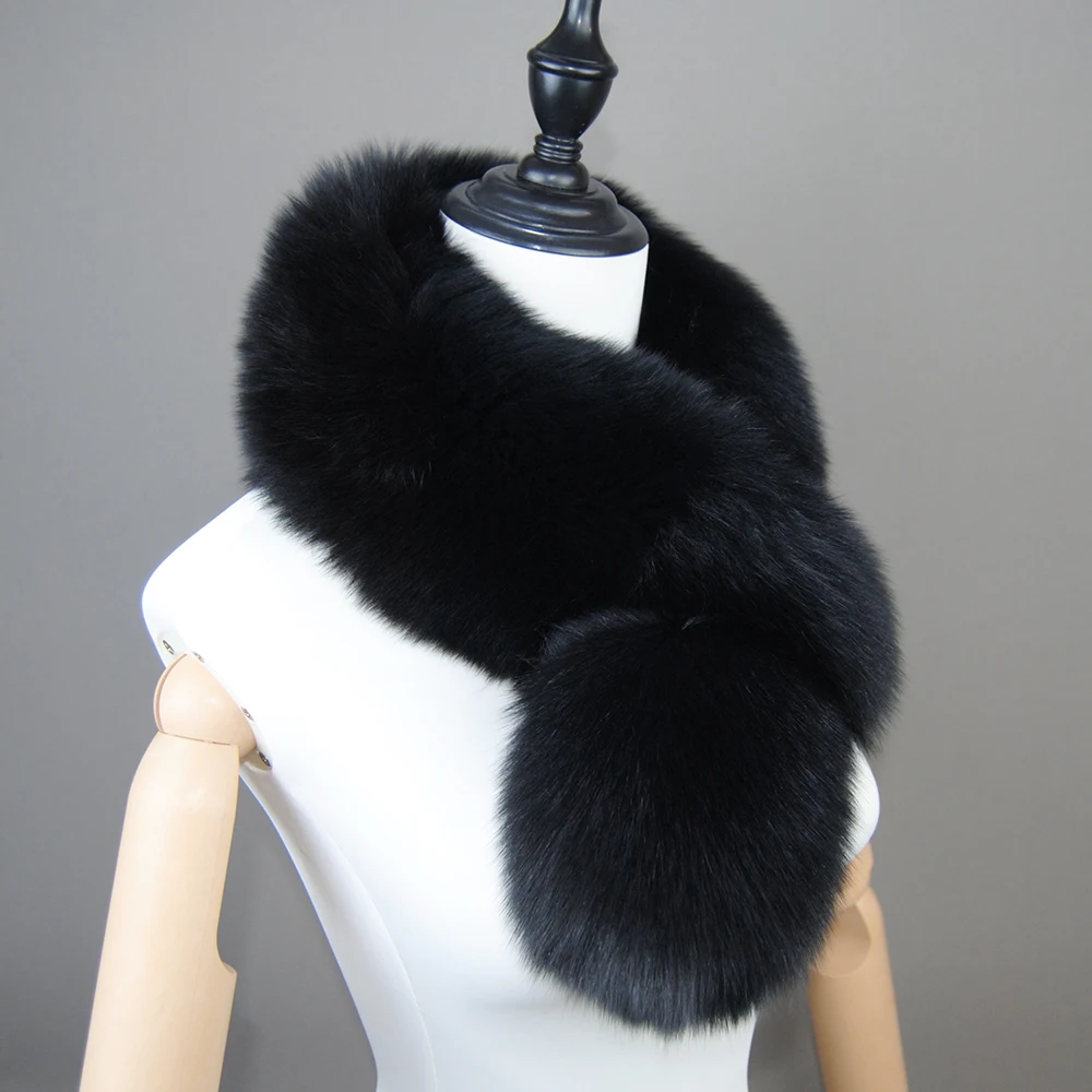 2024 New Style Real Fur Collar 100% High Quality Real Fox Fur Scarves Super Luxury Fashion Women Men Collar Real Fox Fur Scarf