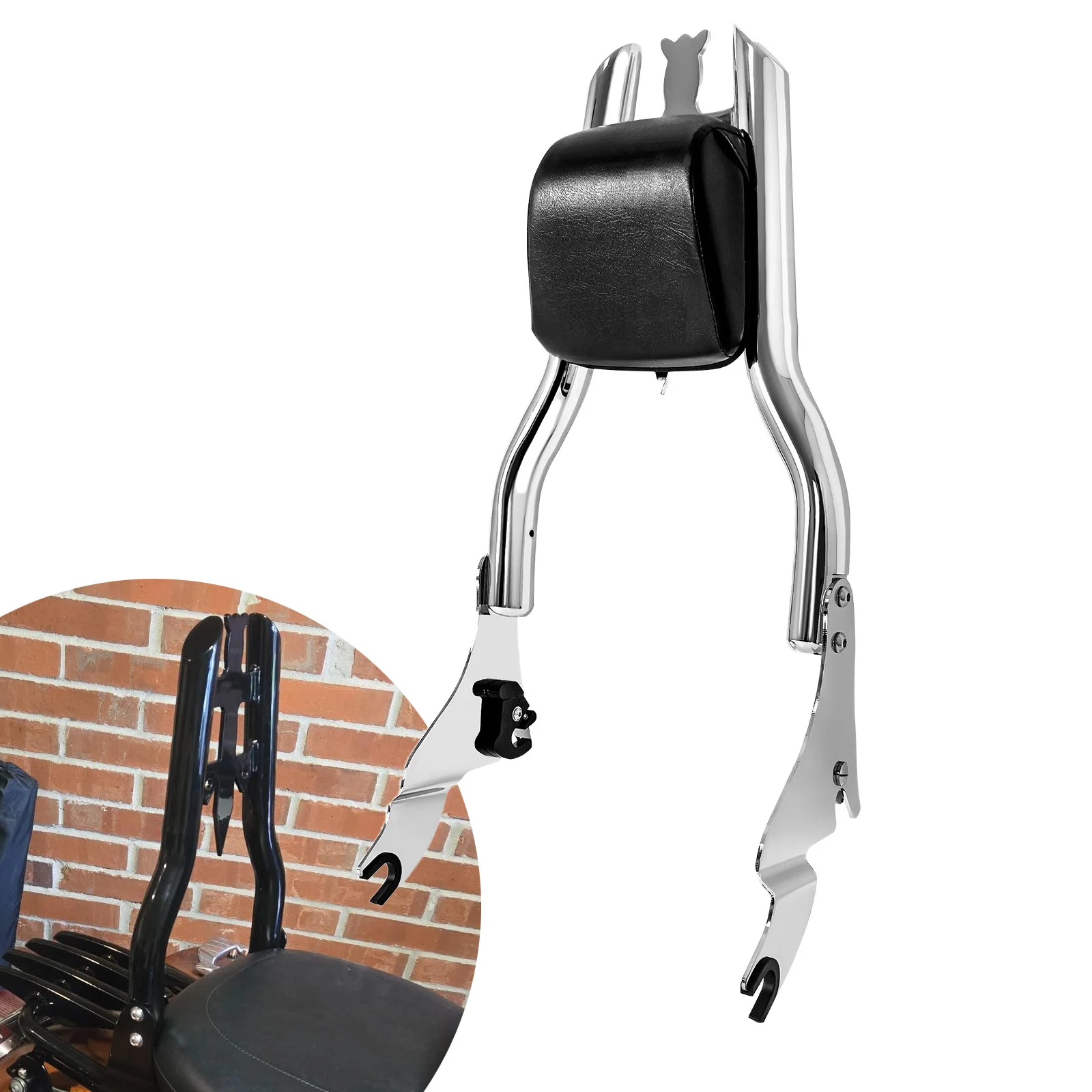 

Для мотоциклов Harley Touring Electra Street Glide Road King Ultra CVO Limited 2009-2026: Съемная задняя спинка-багажник (Sissy Bar)