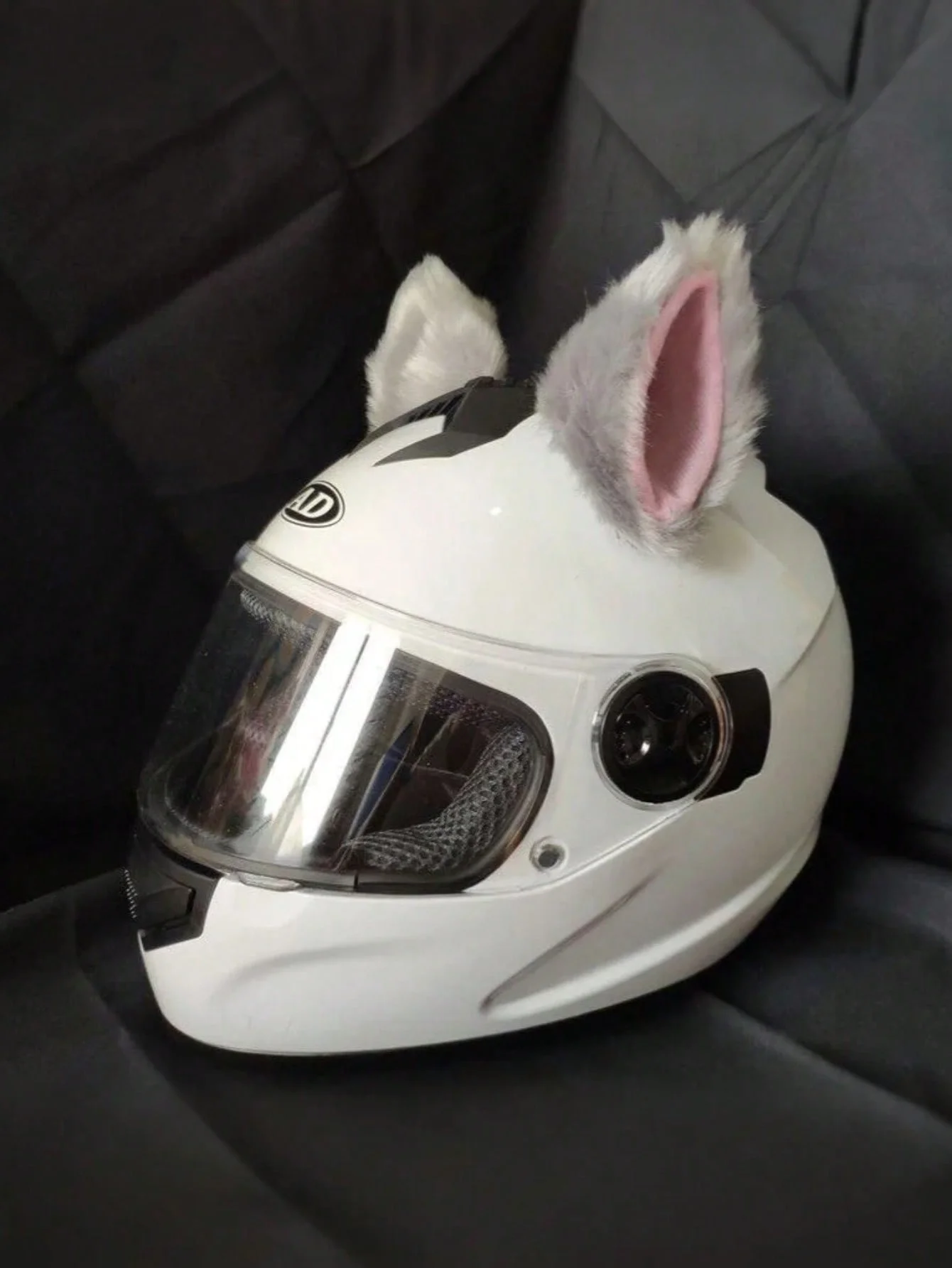 2er-Pack Kunstfell-Katzenohren als Helmzubehör, abnehmbare Plüsch-Katzenohren, passend für Motorrad-/E-Bike-/Skihelme, niedliche Dekoration F – Detail 3