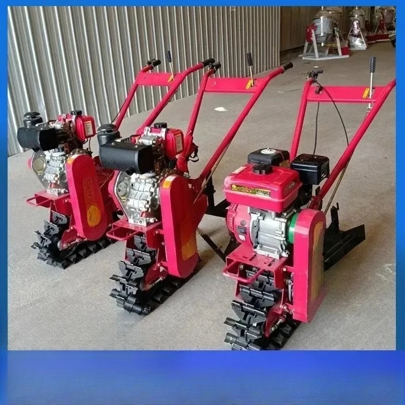 Water-Cooled 8HP Crawler Micro-Cultivator - Multifunctional Small Plow for Greenhouse Fertilization & Seeding