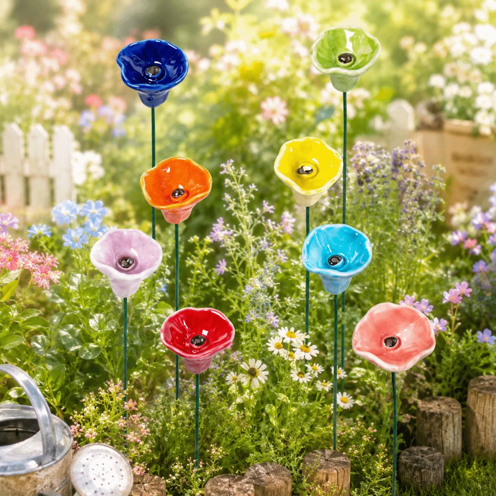 3pcs Ceramic Bee Butterfly Water Dispenser Multi-function Flower Shaped Insect Drinking Cup Gifts DIY Bee Watering Station