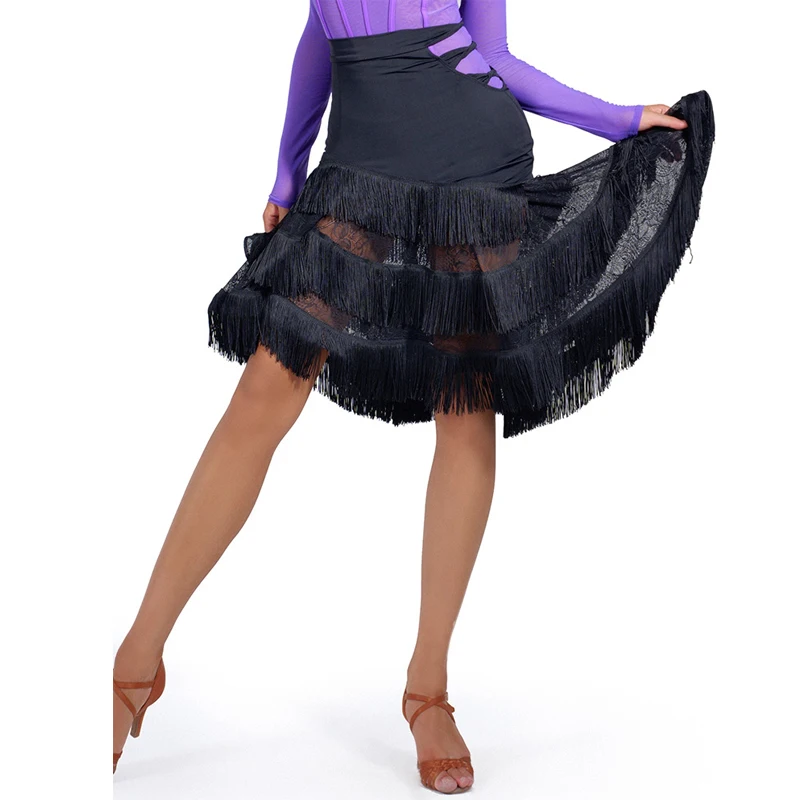 

Женские юбки для латиноамериканских танцев, привлекательная большая юбка с бахромой, женская одежда для конкурсов латиноамериканских танцев, DN16691