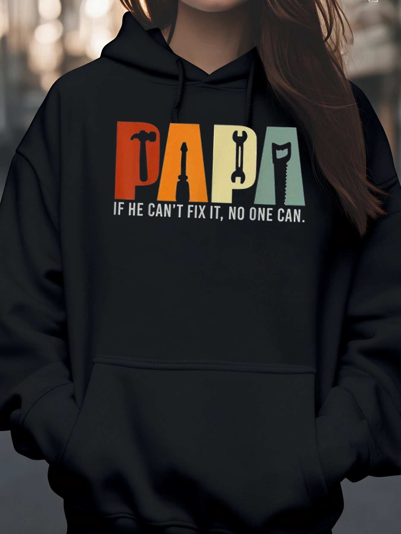 Papa Fix It Tools Print Hoodie Father's Day Casual Wear for Men