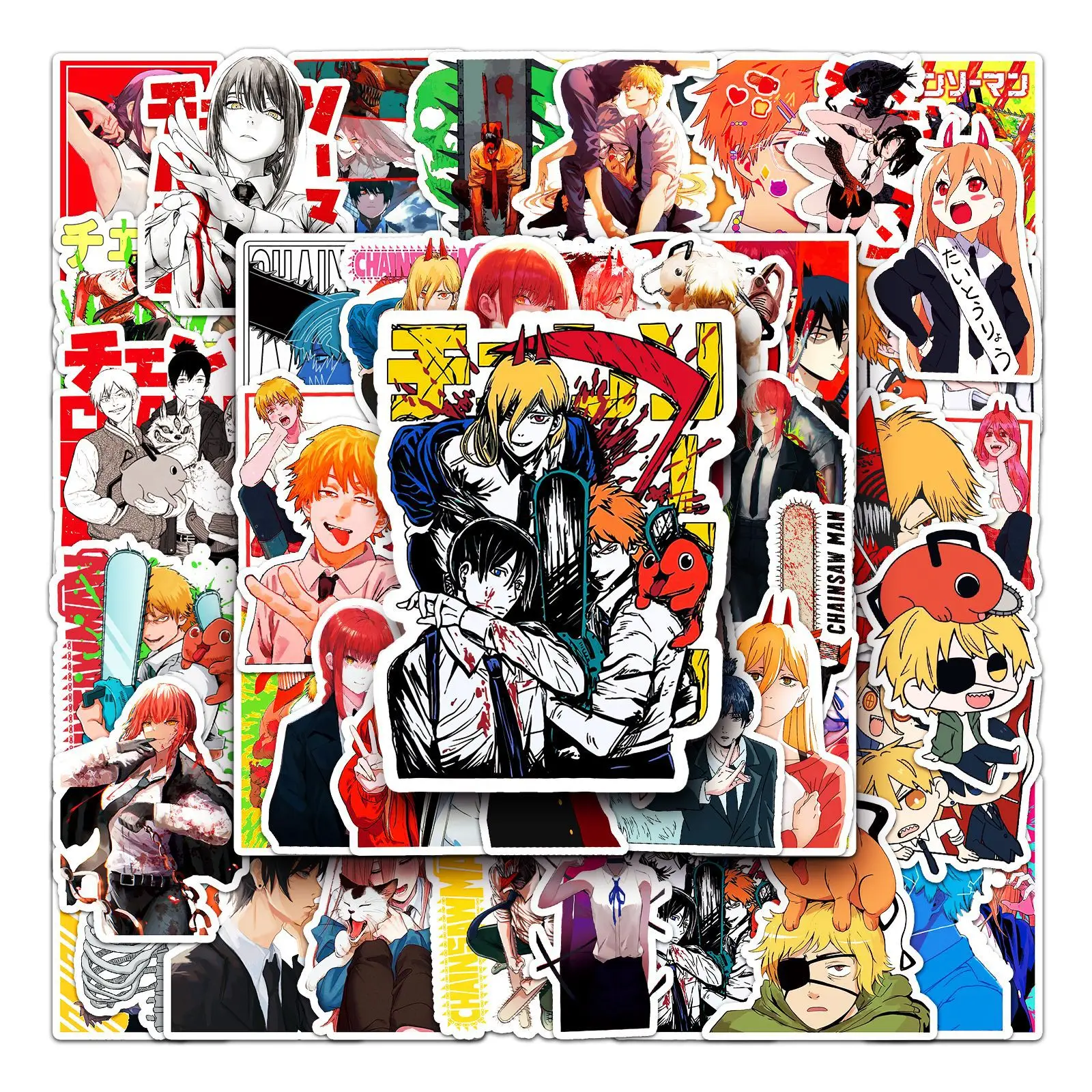 51 Pegatinas de Chainsaw Man, Pegatinas de Graffiti de Denji, Pegatinas Estéticas para Diario, Funda de Teléfono, Álbum de Recortes Hecho a Mano