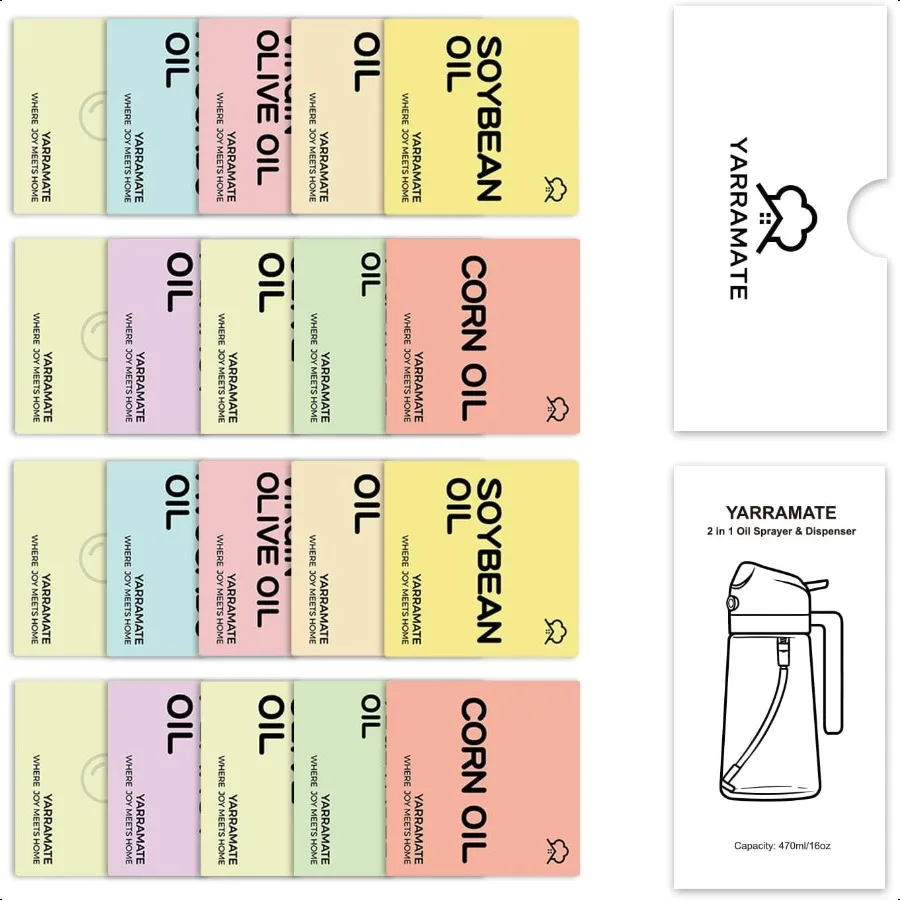 

20-цветные этикетки для бутылок с распылителем масла, наклейки для масляного соуса и многого другого