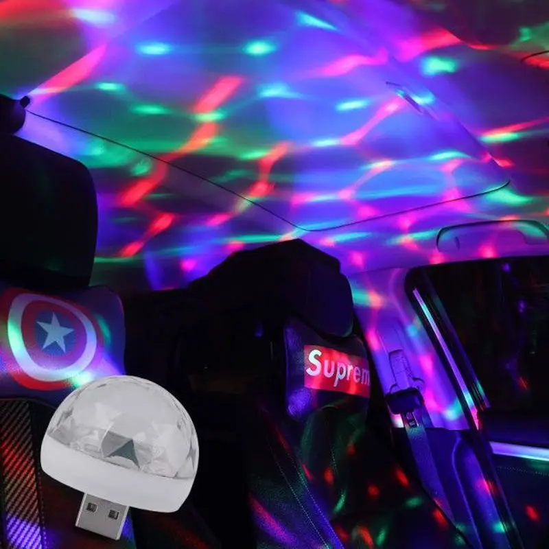 2022 new multicolor USB LED car interior lighting atmosphere light neon colorful light voice control mini festival stage light