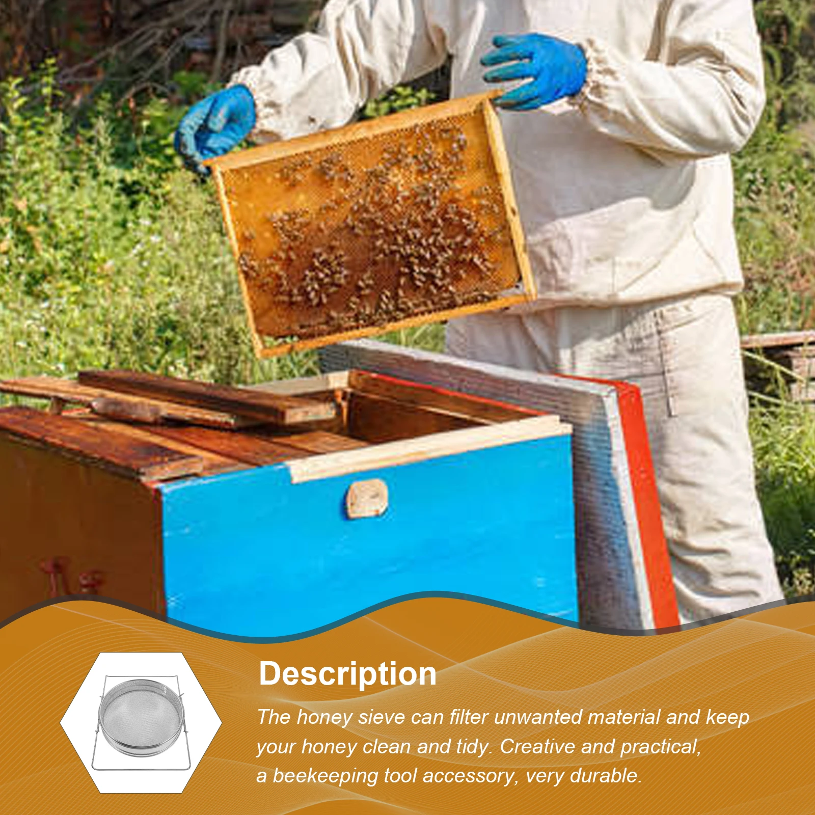 

Stainless Steel Double Layer Honey Filter Sieve Reusable Beekeeping Home Strainer Juices Impurities Fine Practical Gift