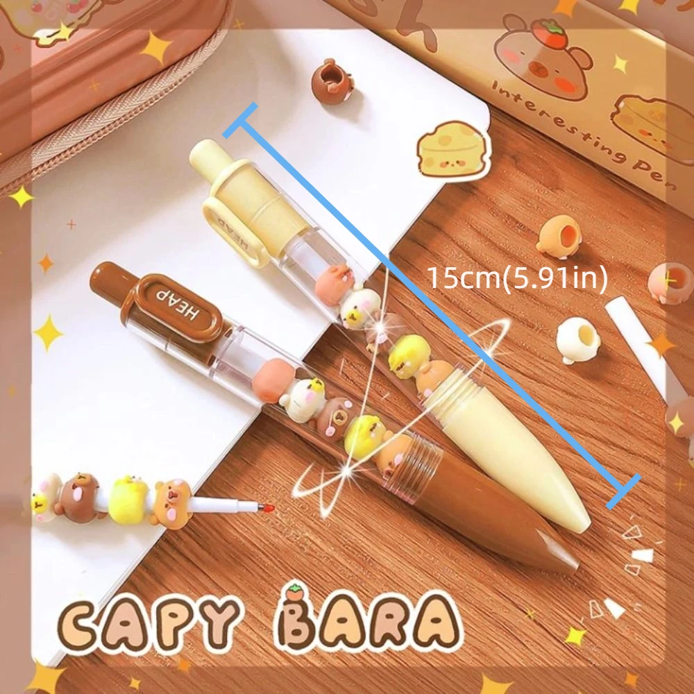 Creative ที่น่าสนใจ Capybara เจลปากกา Kawaii ความงามน่ารักลูกปัดปากกาเขียนหมึกสีดํา 0.5 มม.ปากกาเจล Office SUPPLY