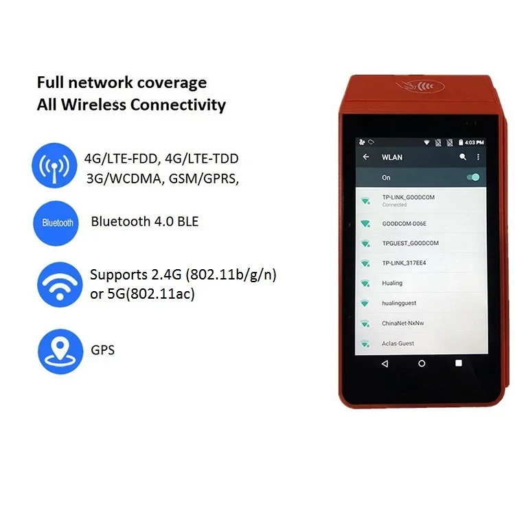 Versatile Portable Android POS Terminal Perfect For Food Delivery Hotels Taxis And More!