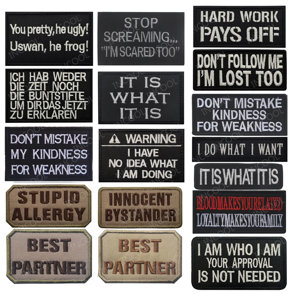 I am Who I am Don't Follow Me I Do What I Want English Alphabet Words Motivational Phrases Saying Embroidered Patches Appliques