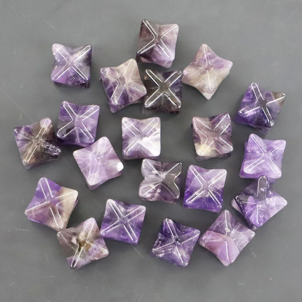 Free Shipping 20mm Natural Stone Non-porous Merkaba Hexaxed Star Amethyst Decoration DIY Reiki Healing Adornment Wholesale 10Pcs