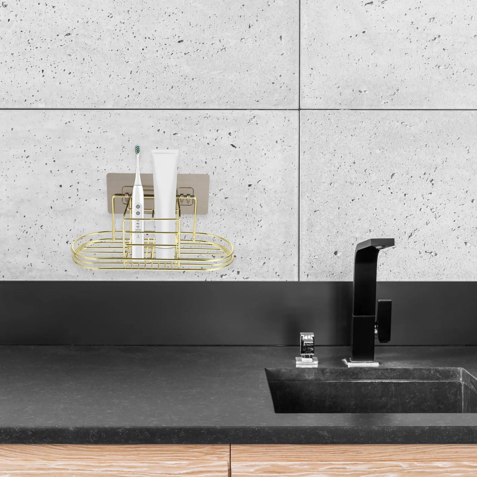 

Stainless Steel Toothbrush Holder with Drain Rack Design Water Storage and Quick Dry Function Bathroom Organizer for Toothpaste