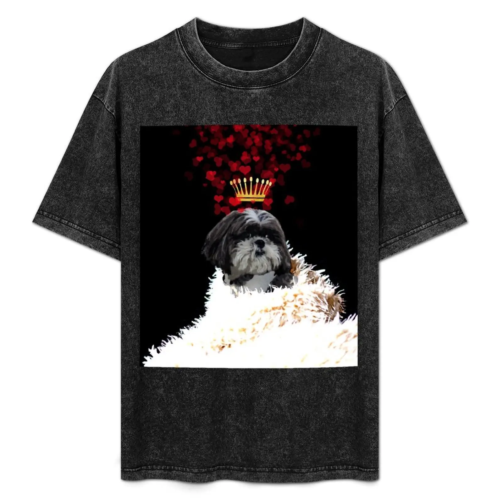 Camiseta Royal Love Pup Shih Tzu con corona de corazones para cachorros, camiseta sencilla de talla grande