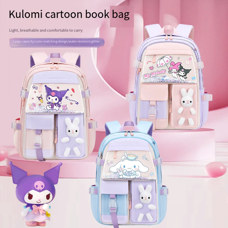 

Kuromi Backpack Sanrios Cinnamoroll New Primary School Student Bag Super Light Cartoon Kawaii High Capacity Children's Bag