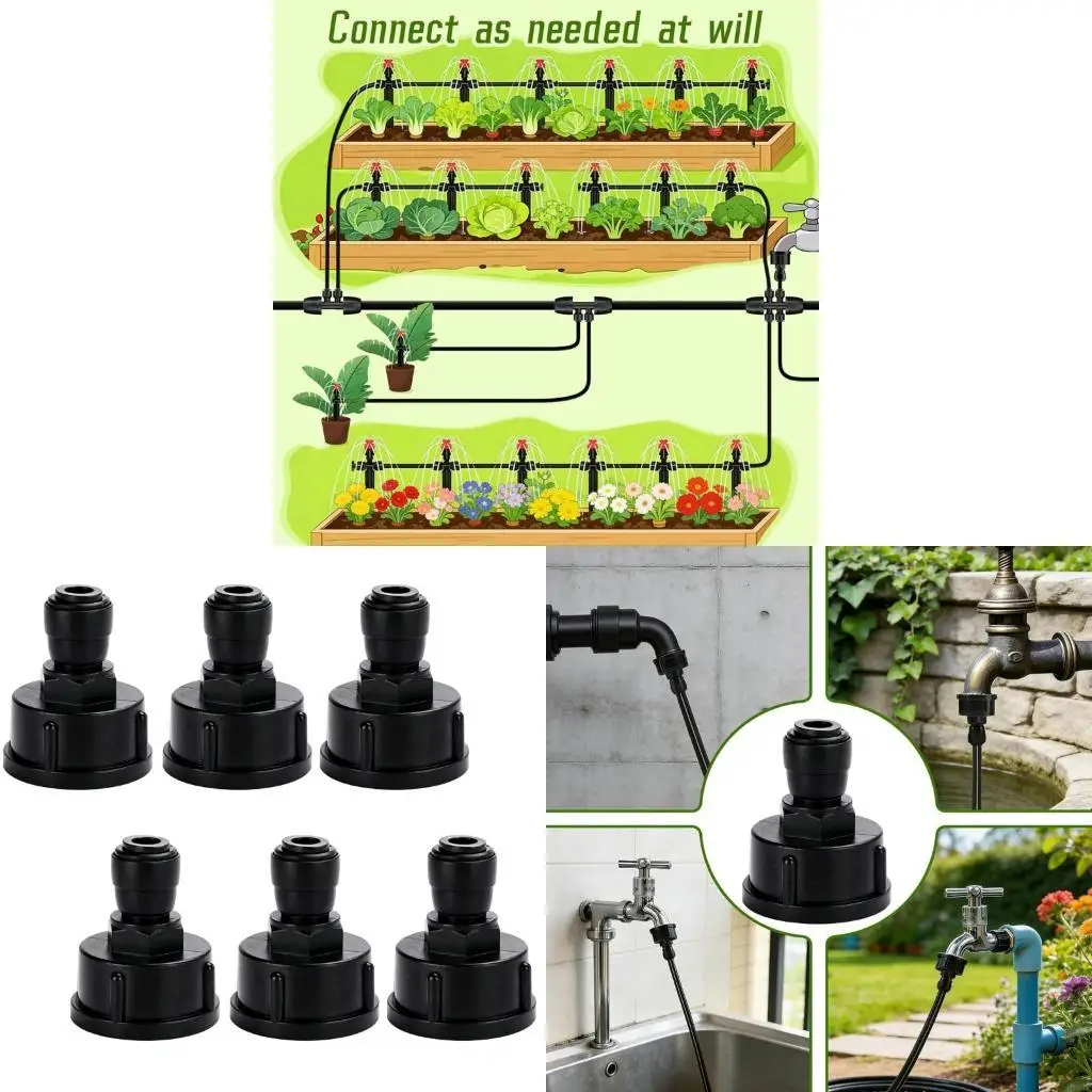 6Pcs Quick Connection Drip Irrigation 3/4Inch to 1/4Inch Adapter Faucet Joint Pipe B03E