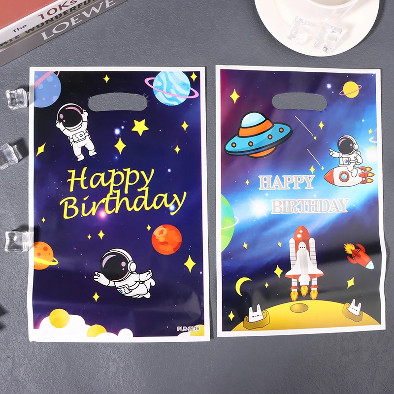 10Pcs Outer Space Astronaut gift bags loot bags Theme Kids Birthday Party Decoration Supplies