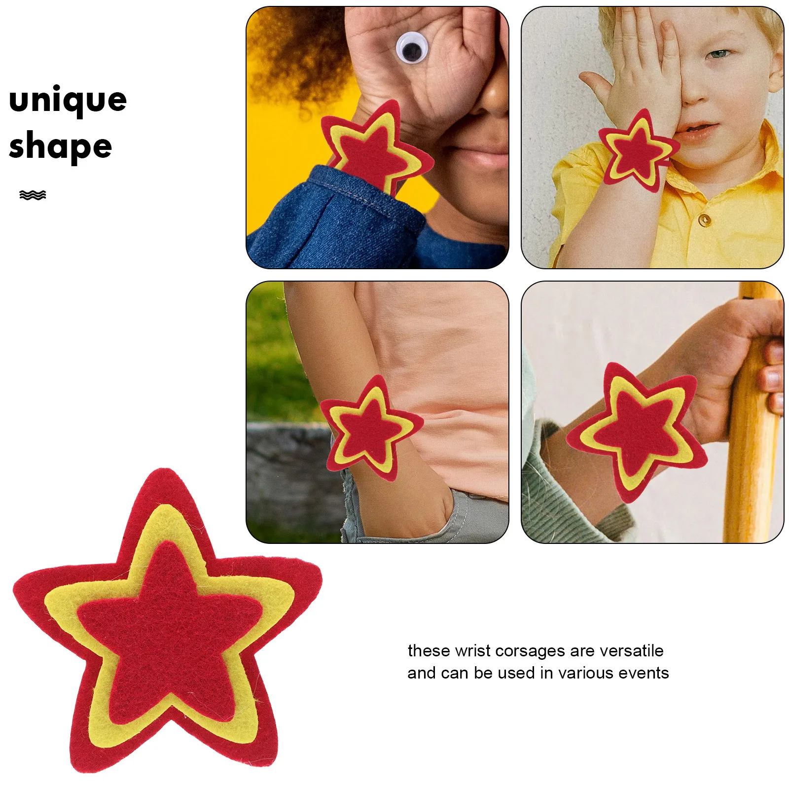 2 szt. Gwiezdne ozdoby na nadgarstek, pięcioramienne bransoletki dziecięce z filcu, bransoletki na rękę dla chłopców, na taniec, sport, imprezę, upominek dla dzieci