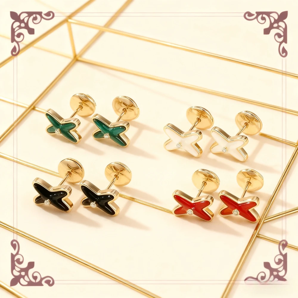 

Premium Jewelry Hot Sales French Luxury Intersect X-Shaped Women's Fashion Ear Stud High Quality Moissanite Festival Party Gifts