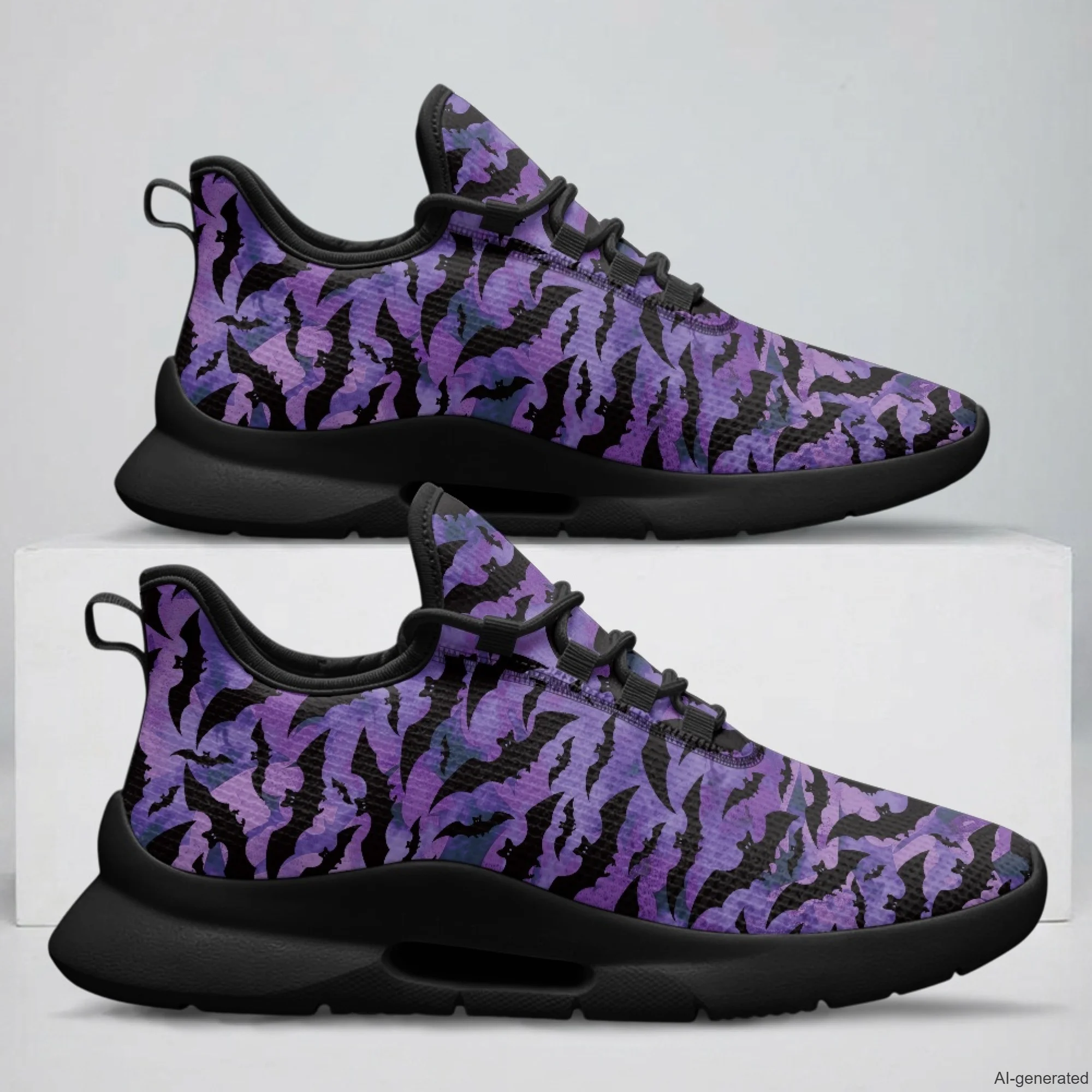XIXIRIMIDO Lady Nursing Shoes Lace-up Casual Shoes Nurse Shoes Woman Hospital Nurse Comfortable Indoor Shoes Halloween Bat Print