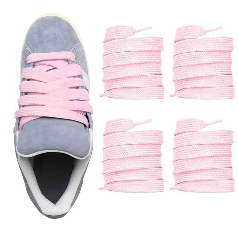 2Pairs Wide Flat Chunky Shoelaces 20MM, Thick Braided Replacement Laces for Sneakers, Canvas Skate Shoes Classic Accessories