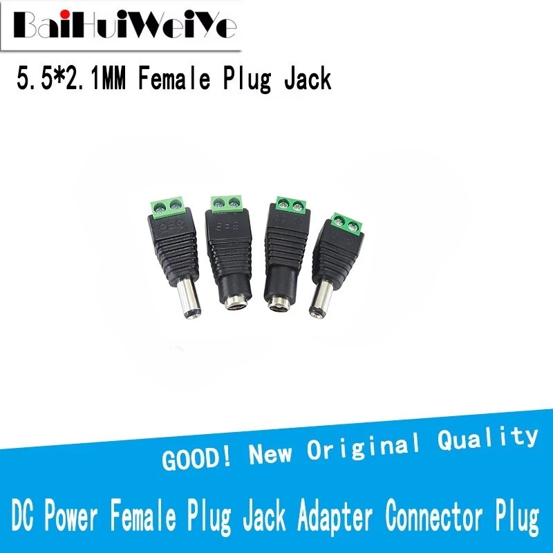 10 Pcs 2.1 x 5.5mm 5.5*2.5mm 12V DC Power Female Plug Jack Adapter Connector Plug For Led Strip Light 3528 5050 5630 5730